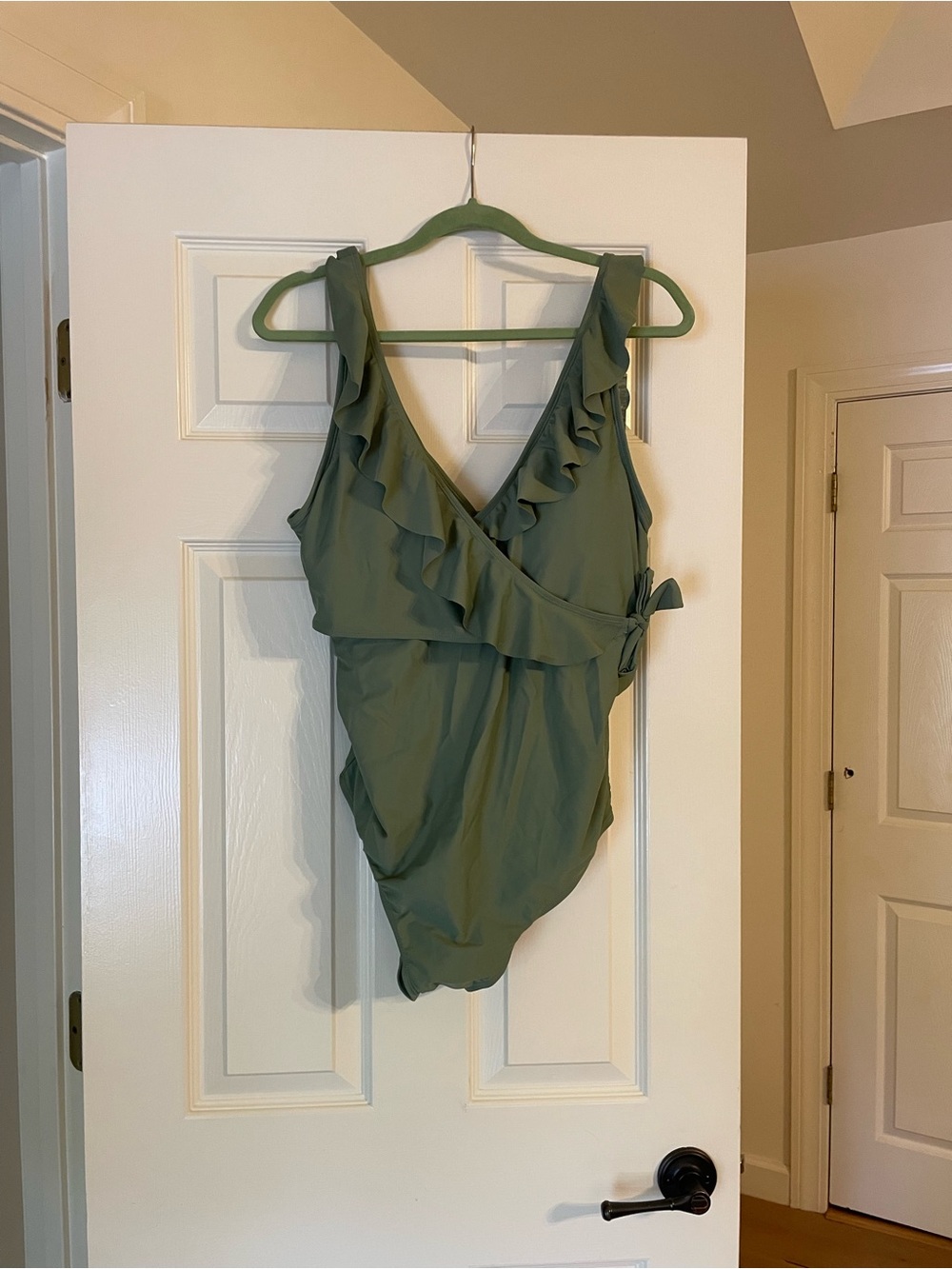 Kindred Bravely Sage Green Ruffle One-Piece Swimsuit for Maternity & Nursing